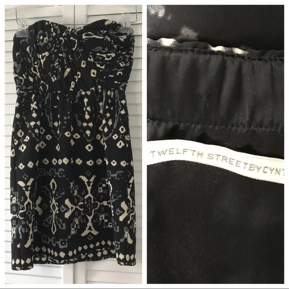 TWELFTH STREET By Cynthia Vincent Black Ikat Dress Size 2 - Picture 2 of 5